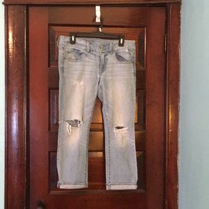 Cropped ripped jeans